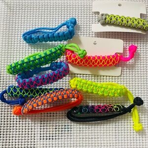 9 piece woven colorful neon Paracord Bracelets Set - adult sizing